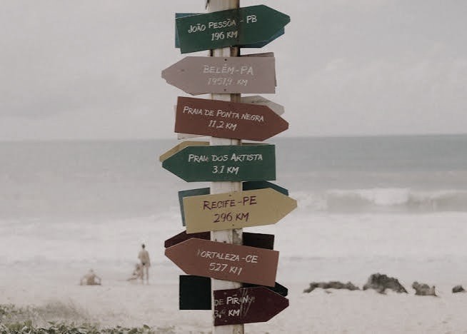 Destination signs on a coastal journey